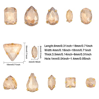 140Pcs 12 Style Mixed Shape Sew on Rhinestone FIND-CA0007-43E-1