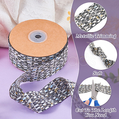 10 Yards Polyester Ribbon with Metallic Trimming OCOR-TAC0034-01-1