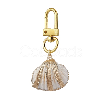 Electroplate Shell Pendant Decorations HJEW-JM03070-1