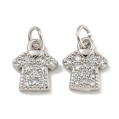 Rack Plating Brass Micro Pave Clear Cubic Zirconia Charms KK-U030-20P-1
