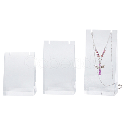 3Pcs 3 Sizes Transparent Acrylic Necklace Display Stands NDIS-WH0009-18-1