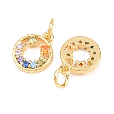 Brass Micro Pave Colorful Cubic Zirconia Charms KK-P353-07G-1