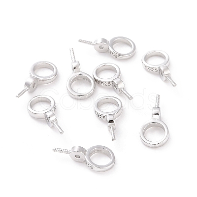 Anti-Tarnish Rhodium Plated 925 Sterling Silver Screw Eye Peg Bails STER-D035-46P-1