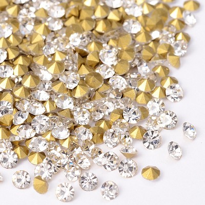 Back Plated Grade A Diamond Glass Pointed Rhinestone RGLA-SS14-001A-1