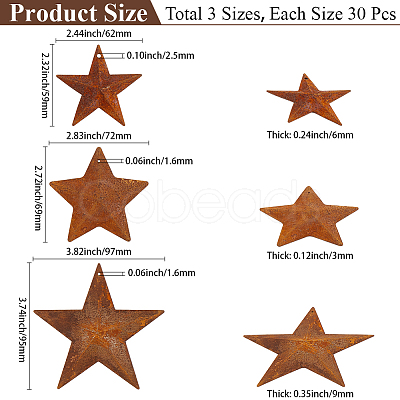 40Pcs 3 Styles Star Rust Iron Big Pendants IFIN-GF0001-13C-1