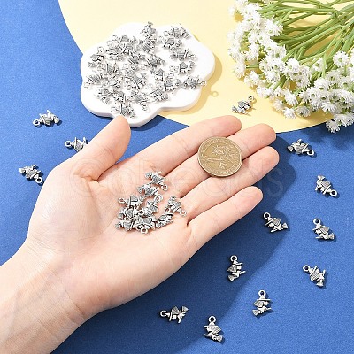 50Pcs Halloween Tibetan Style Alloy Witch Charms FIND-YW0010-74-1