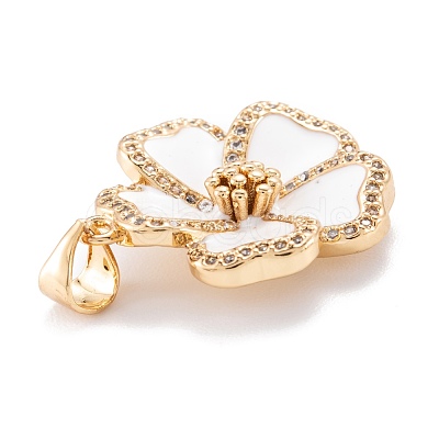 Real 18K Gold Plated Brass Micro Pave Clear Cubic Zirconia Beads Pendants ZIRC-M114-32G-C-1