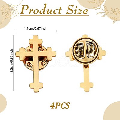 4Pcs Cross Stainless Steel Lapel Pin Back Brooches for Backpack Clothes JEWB-GA0001-53G-1