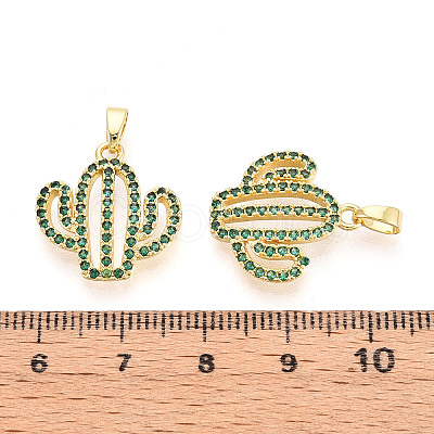 Brass Micro Pave Cubic Zirconia Pendants X-KK-N257-71G-1