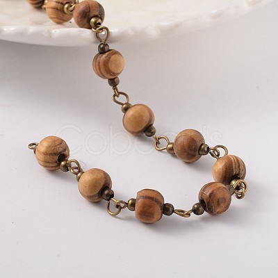 Round Handmade Wood Beaded Chains X-AJEW-JB00180-1