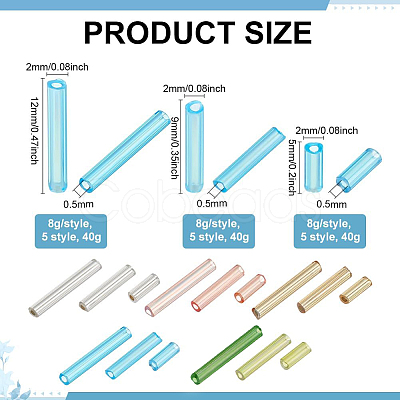 120G 15 Styles Glass Bugle Beads SEED-PH0002-60A-1