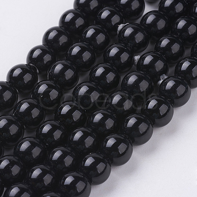 Synthetic Black Stone Beads Strands X-G-G088-8mm-1