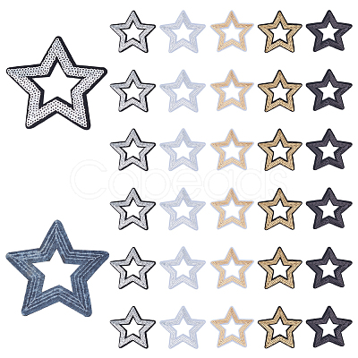 25Pcs 5 Styles Polyester & Plastic Embroider Thread Iron on/Sew On Patches PATC-HY0001-80-1