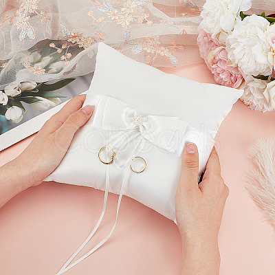 Satin Ring Pillow Cushion Bearer RDIS-WH0019-07-1
