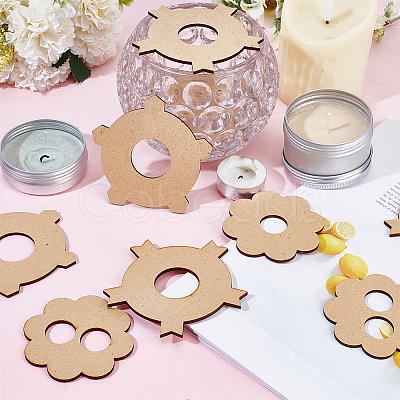4 Sets Flower Wooden Wick Holder Kit WOOD-DR0001-03B-1