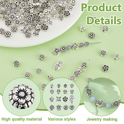 160Pcs 16 Styles Tibetan Style Alloy Beads FIND-GA0004-72-1