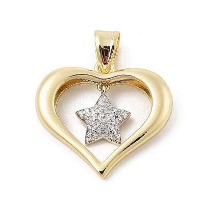Brass Micro Pave Cubic Zirconia Pendants KK-U047-23G-01-1
