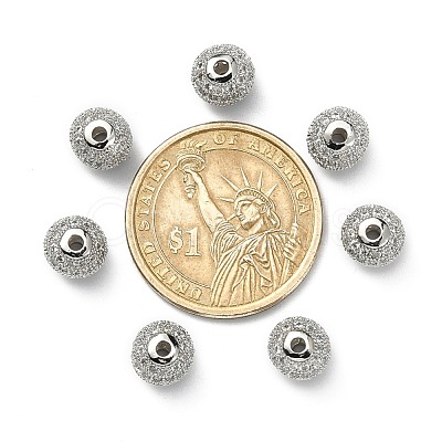 CZ Brass Micro Pave Grade AAA Clear Color Cubic Zirconia Round Beads KK-O065-8mm-05P-NR-1