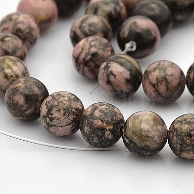 Natural Rhodonite Round Beads Strands G-N0120-17-4mm-1