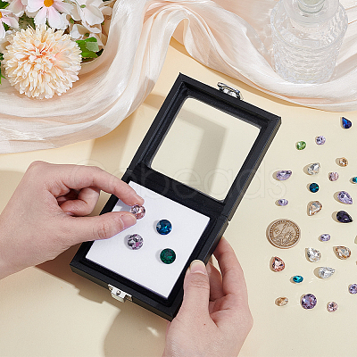 PU Leather Loose Diamnond Gemstone Display Boxes LBOX-WH0004-05-1