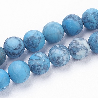 Dyed Natural Map Stone/Picasso Stone/Picasso Jasper Beads Strands X-G-F520-52-6mm-1