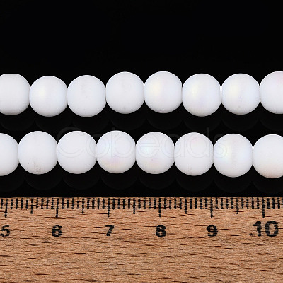 Frosted Opaque Glass Beads Strands GLAA-T032-P8mm-MBB02-1