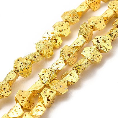 Electroplated Natural Lava Rock Beads Strands G-G984-13-1