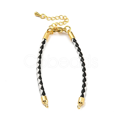 Leather Braided Cord Link Bracelets MAK-K022-01G-08-1