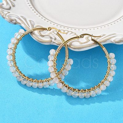 Beaded Hoop Earrings X-EJEW-JE03830-03-1