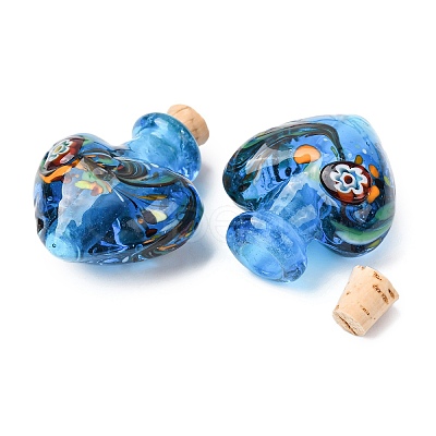 Handmade Lampwork Perfume Bottle Pendants LAMP-H072-02E-1