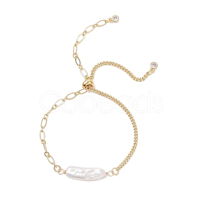 Natural Keshi Pearl Beads Slider Bracelets BJEW-JB13351-1