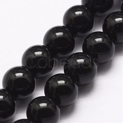 Natural Black Onyx Beads Strands G-A163-05-6mm-1