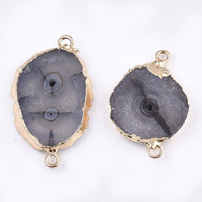 Electroplate Natural Druzy Agate Links connectors G-T112-07A-1