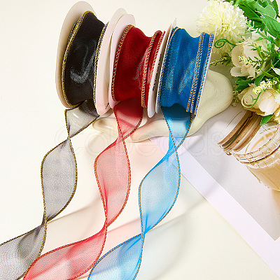 3 Rolls 3 Colors Polyester Organza Ribbon PAAG-CY0001-03B-1