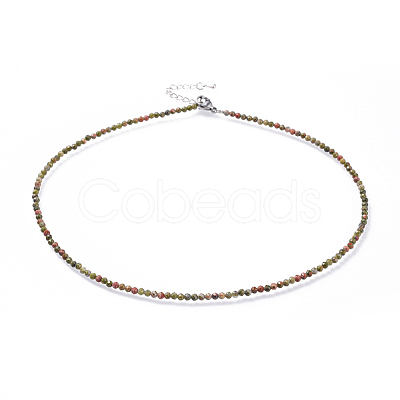 Natural Unakite Beaded Necklaces NJEW-JN02492-05-1
