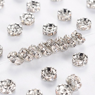 Brass Rhinestone Spacer Beads RB-A014-L4mm-01P-NF-1