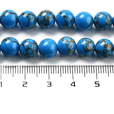 Synthetic Gold Line Turquoise Beads Strands G-H026-01E-02-1
