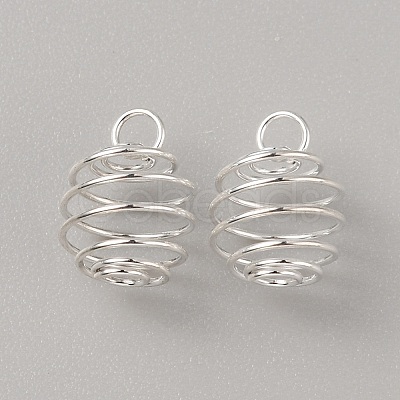 Stainless Steel Spiral Bead Cage Pendants STAS-WH0016-57S-1