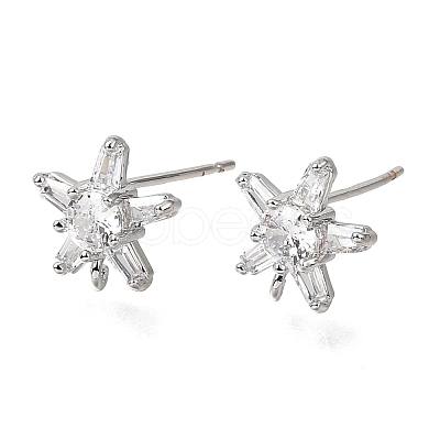 Brass Pave Cubic Zirconia Stud Earring Findings CU-CBAE189-04P-1