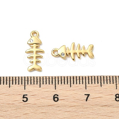 SHEGRACE Brass Micro Pave Cubic Zirconia Fishbone Charms XGR0163G-109G-1