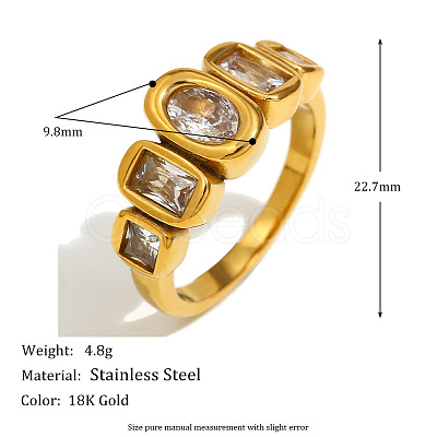 316L Surgical Stainless Steel with Clear Cubic Zirconia Finger Rings WGB9731-03-1