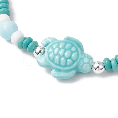 Synthetic Turquoise & Porcelain & Dyed Natural Howlite Beads Stretch Bracelets for Women BJEW-JB11793-03-1