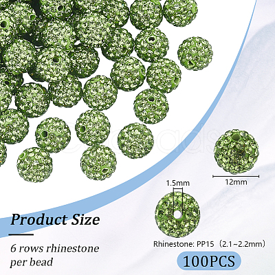 100Pcs Polymer Clay Pave Rhinestone Beads RB-OC0001-09-1