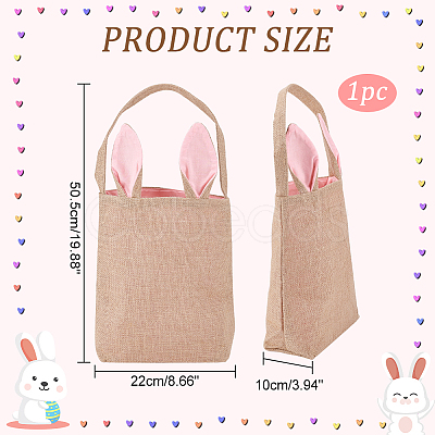 Easter Theme Jute & Cloth Rabbit Ear Gift Bags ABAG-WH0025-07A-1