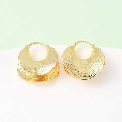 Textured Moon Brass Hoop Earrings EJEW-D346-10G-1