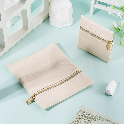 2Pcs 2 Styles Rectangle Square PU Leather Jewelry Gift Zipper Bags ABAG-TADJ0001-01B-1
