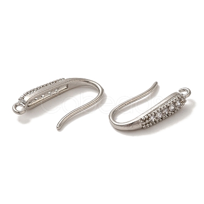 Rack Plating Brass Micro Pave Clear Cubic Zirconia Earring Hooks KK-A231-11P-1