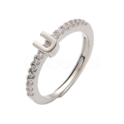 S925 Sterling Silver Adjustable Letter Rings for Women RJEW-M068-01P-U-1