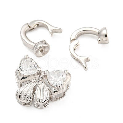 925 Sterling Silver Micro Pave Clear Cubic Zirconia Fold Over Clasps STER-U001-18P-1