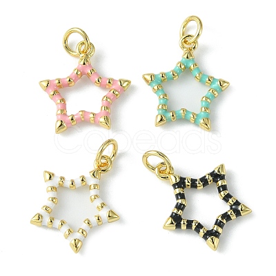 Rack Plating Eco-Friendly Brass Enamel Pendants KK-K332-01-1